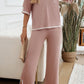 Devine Contrast Trim Half Sleeve Top and Pants Set