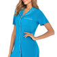 Contrast Piping Pocketed Short Sleeve Lounge Dress