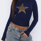Devine Star Round Neck Long Sleeve T-Shirt