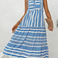 Frill Printed Notched Sleeveless Mini Dress