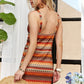 ADORA Contrast Striped V-Neck Mini Dress