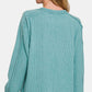 Zenana Full Size Contrast Stitching Brushed Ribbed Hacci Knit Top Plus Size