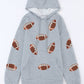 Drawstring Football Long Sleeve Hoodie