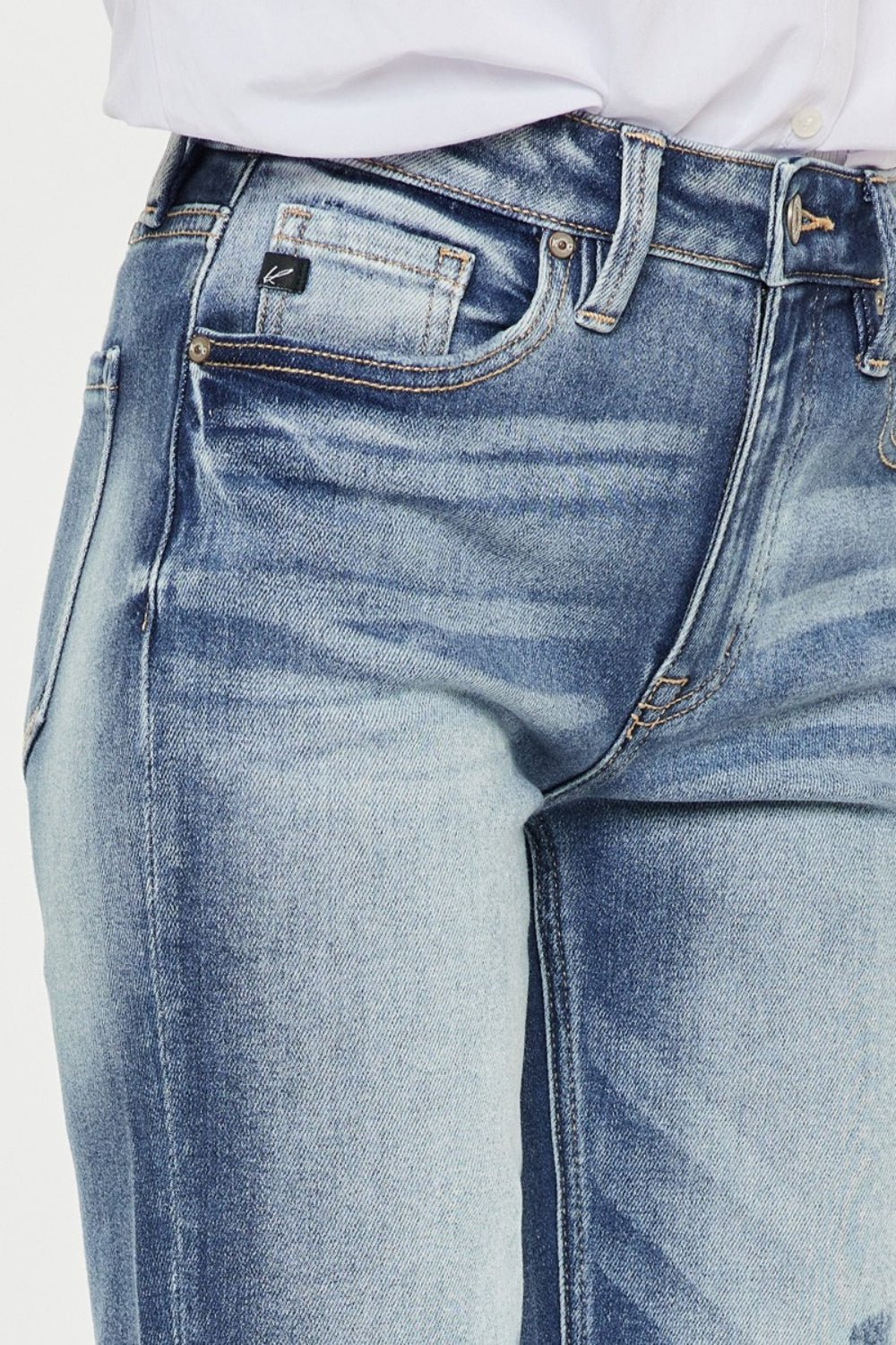 Kancan High Rise Cuffed Straight Jeans *