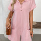 Button Detail Collared Neck Short Sleeve Romper