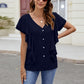 Full Size Ruffled V-Neck Short Sleeve Top
