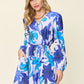 Double Take Full Size Floral Long Sleeve Romper with Pockets