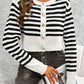 Devine Striped Round Neck Button Down Cardigan