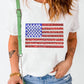 US Flag Round Neck Short Sleeve T-Shirt