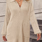 Collared Neck Long Sleeve Sweater Dress with Pockets