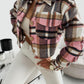 Pocketed Collared Neck Long Sleeve Plaid Jacket