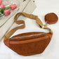 Corduroy Adjustable Strap Crossbody Bag with Pouch