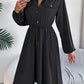Collared Neck Long Sleeve Dress with Pockets