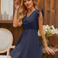 Ruffled V-Neck Cap Sleeve Mini Dress