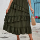 Ruffled Elastic Waist Midi Skirt