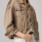 Pocketed Collared Neck Denim Jacket