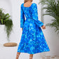 Full Size Printed Long Sleeve Midi Dress