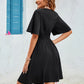 Black Surplice Flutter Sleeve Mini Dress