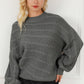Cable-Knit Mock Neck Dropped Shoulder Sweater