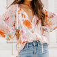 Printed Tie Neck Long Sleeve Blouse