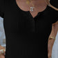 Devine Button Detail Round Neck Short Sleeve T-Shirt