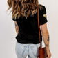 Full Size Bow Print Sequin Round Neck Short Sleeve T-Shirt