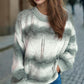 Openwork Round Neck Long Sleeve Sweater