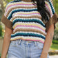 Contrast Round Neck Short Sleeve Sweater