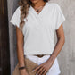 Textured Surplice Short Sleeve Blouse