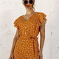Ruffled Polka Dot Half Button Romper
