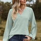 Eyelet Notched Raglan Sleeve T-Shirt