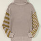 Striped & Checkered Turtleneck Dropped Shoulder Sweater
