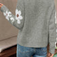 Flower Round Neck Long Sleeve Sweater