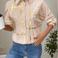 Perfee Printed Collared Neck Long Sleeve Shirt