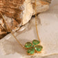 Stainless Steel Zircon Lucky Clover Pendant Necklace