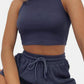 Full Size Round Neck Top and Drawstring Shorts Set