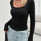 Devine Lace Detail Scoop Neck Long Sleeve T-Shirt