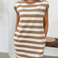 Contrast Striped Round Neck Short Sleeve Mini Dress