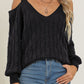 Cable-Knit V-Neck Long Sleeve Sweater
