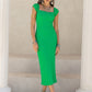 Square Neck Cap Sleeve Midi Dress