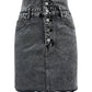 Raw Hem High Waist Denim Skirt