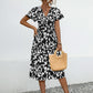 Printed V-Neck Short Sleeve Dress