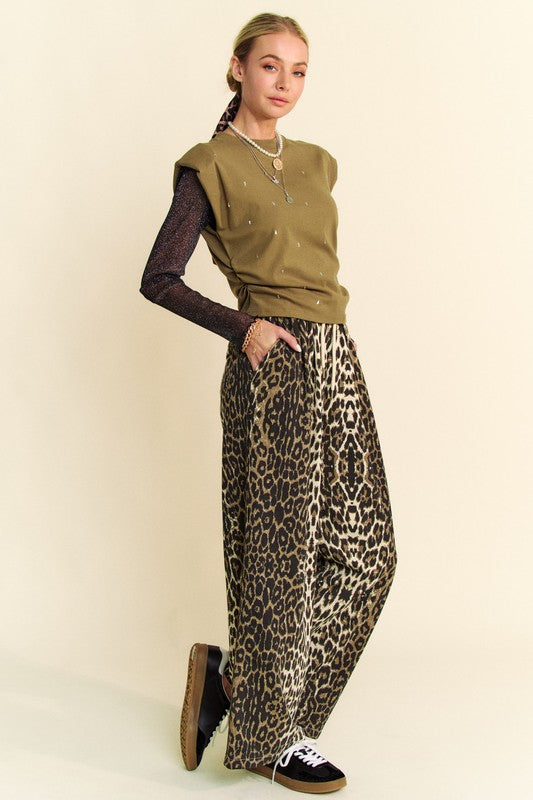 Davi & Dani Leopard Wide Leg Pants