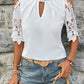 Lace Mock Neck Cold Shoulder Blouse