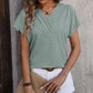 Textured Surplice Short Sleeve Blouse