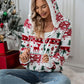 Drawstring Christmas Element Zip Up Hooded Jacket