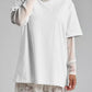 Faux Layered Round Neck Mesh Sleeve Top