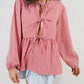Tied Round Neck Long Sleeve Blouse