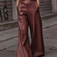 Half Elastic Waist Wide Leg Pants