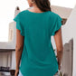 Full Size Ruffled Round Neck Cap Sleeve Blouse
